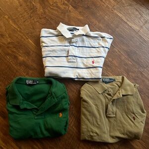 3pc Polo Ralph Lauren Polo Shirt Men's Sz Medium Striped/plain